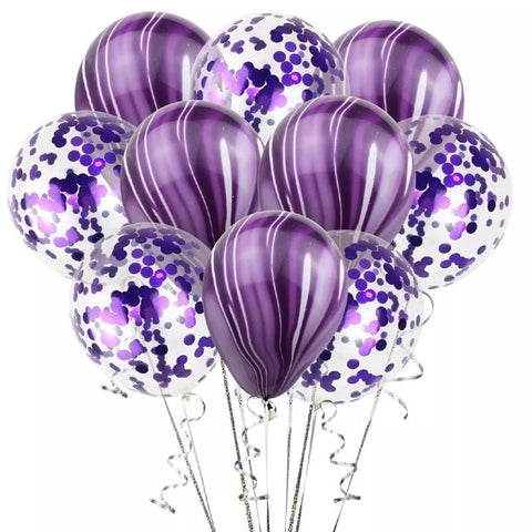 Balloons  Marble + Confetti Balloons Purple (Pack of 10) - Basics.Pk