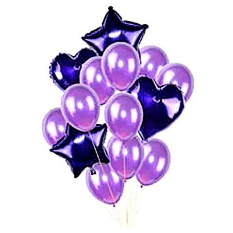 Balloons 6 Metallic + 4 Foil Star&Heart (Pack of 10) PURPLE