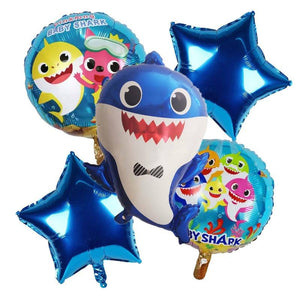 Balloons Foil Shark dodo Blue Heart & Star Pack of 5