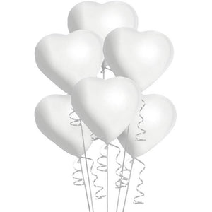 Balloons Plain Large Party White-Heart (6pack)