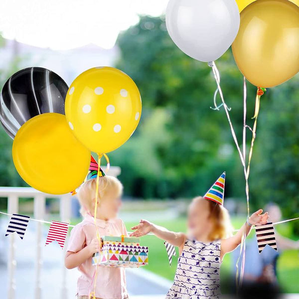 Balloons Set Yellow Dot + Black Marble ( Pack of 5 )