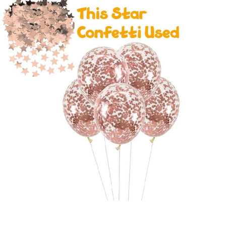 Balloons Confetti Rose STAR Pack of 5
