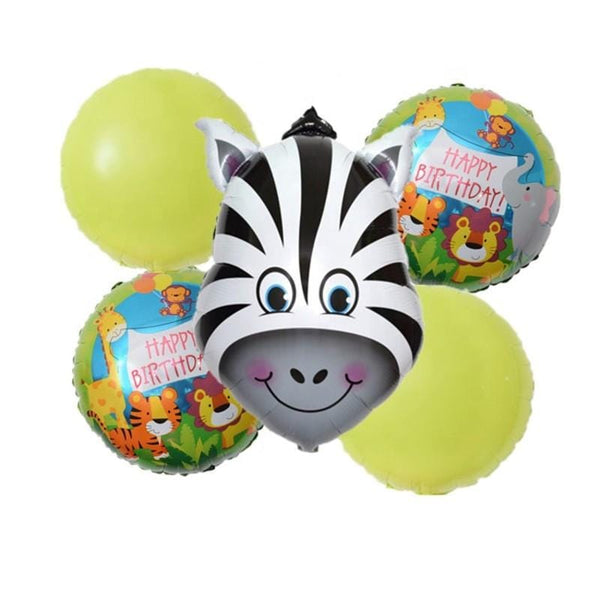 Balloons Foil Jungle Theme Zebra Pack of 5 - Basics.Pk