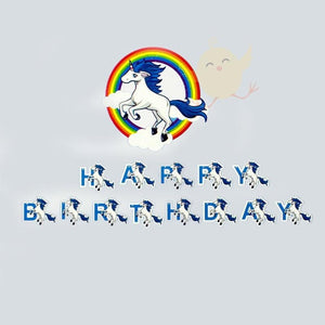 Banner Unicorn happy Birthday Blue White (1370-45) - Basics.Pk