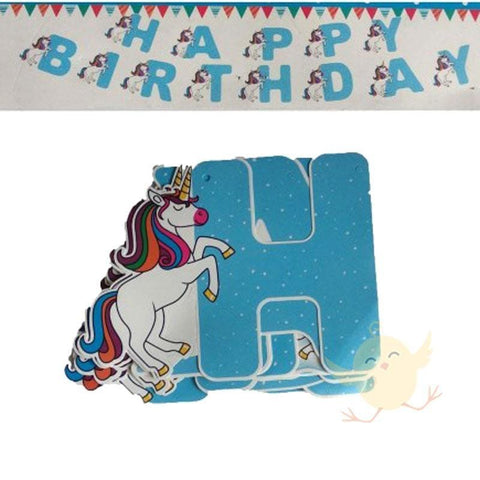 Banner Unicorn Happy Birthday Blue (1370-46) - Basics.Pk