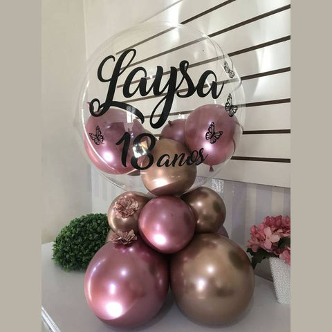 Balloon Bouquet (3B) -Metallic Pink & Brown Custom Writing