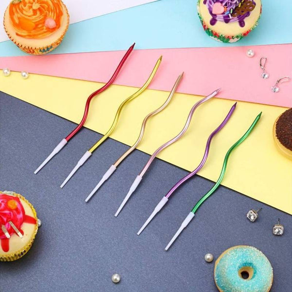 Candle Long Twisted Curly Multi-Color (12 Pack)