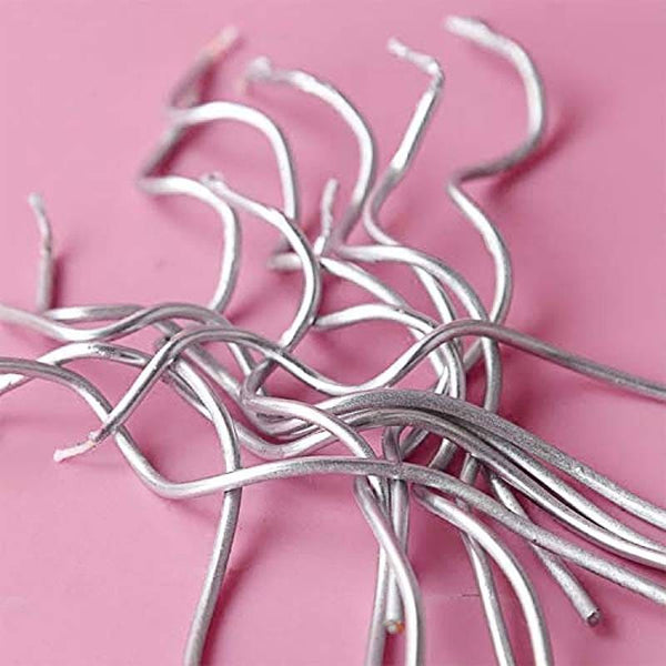 Candle Long Twisted Curly  Silver (12 Pack)