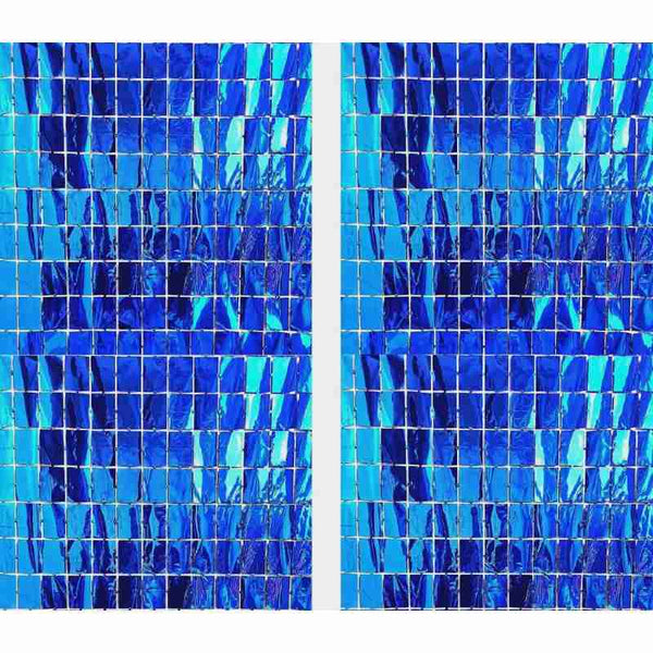 Curtain Foil Block Square Birthday Party Backdrop Decorations - DARK BLUE