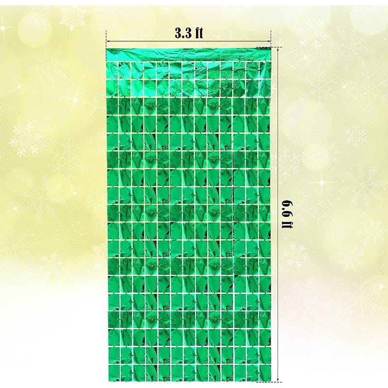 Curtain Foil Block Square Birthday Party Backdrop Decorations - Green
