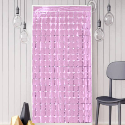 Curtain Foil Block Square Birthday Party Backdrop Decorations - Light PINK