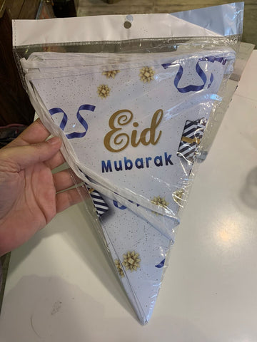 Flag Eid Mubarak Blue & White