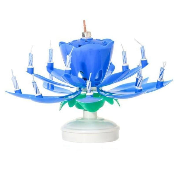CANDLE Flower Musical - Rotating base (Blue) - Basics.Pk