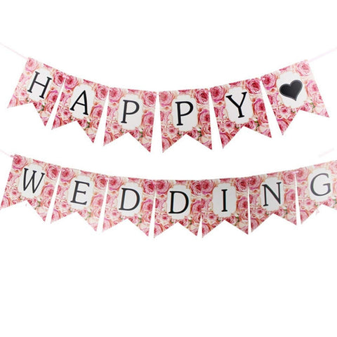 Banner Happy Wedding Hearts