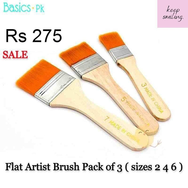 Brush Flat Artist Pack of 3 ( sizes 2 4 6 )