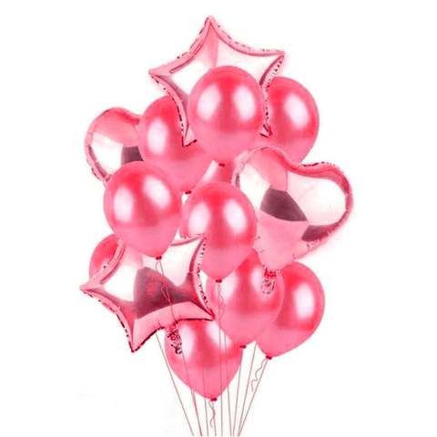 Balloons Foil & Latex Pack of 14 Pink (NO Confetti ) - Basics.Pk