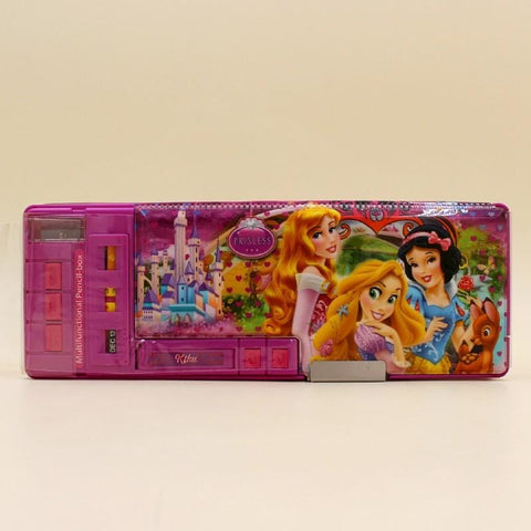 KIKU PENCIL BOX Princess with Key Chain - Purple Color - Basics.Pk