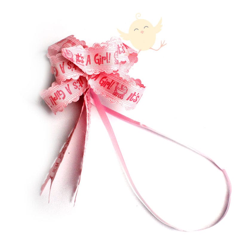 RIBBON Fabric Tie its a Girl Pink (23mm)