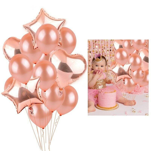 Balloons  Foil Latex Rose Gold Pack of 13 - Basics.Pk