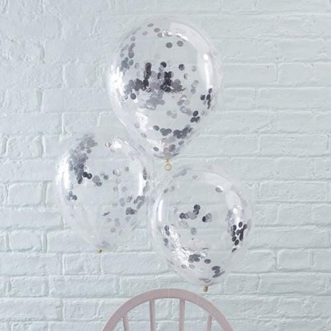Balloons Confetti  Silver Pack of 5 - Basics.Pk