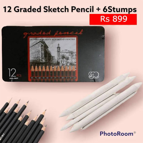 Art Pack 12 Tin Pack Art Pencils + Blending Stumps